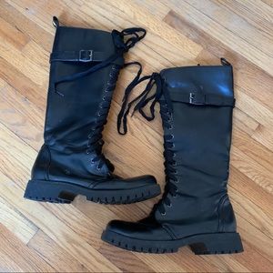Knee high combat boots